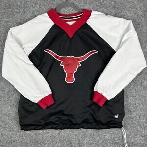 Varsity Spirit Jacket Mens Size M Black White Texas Longhorns V-Neck Pullover